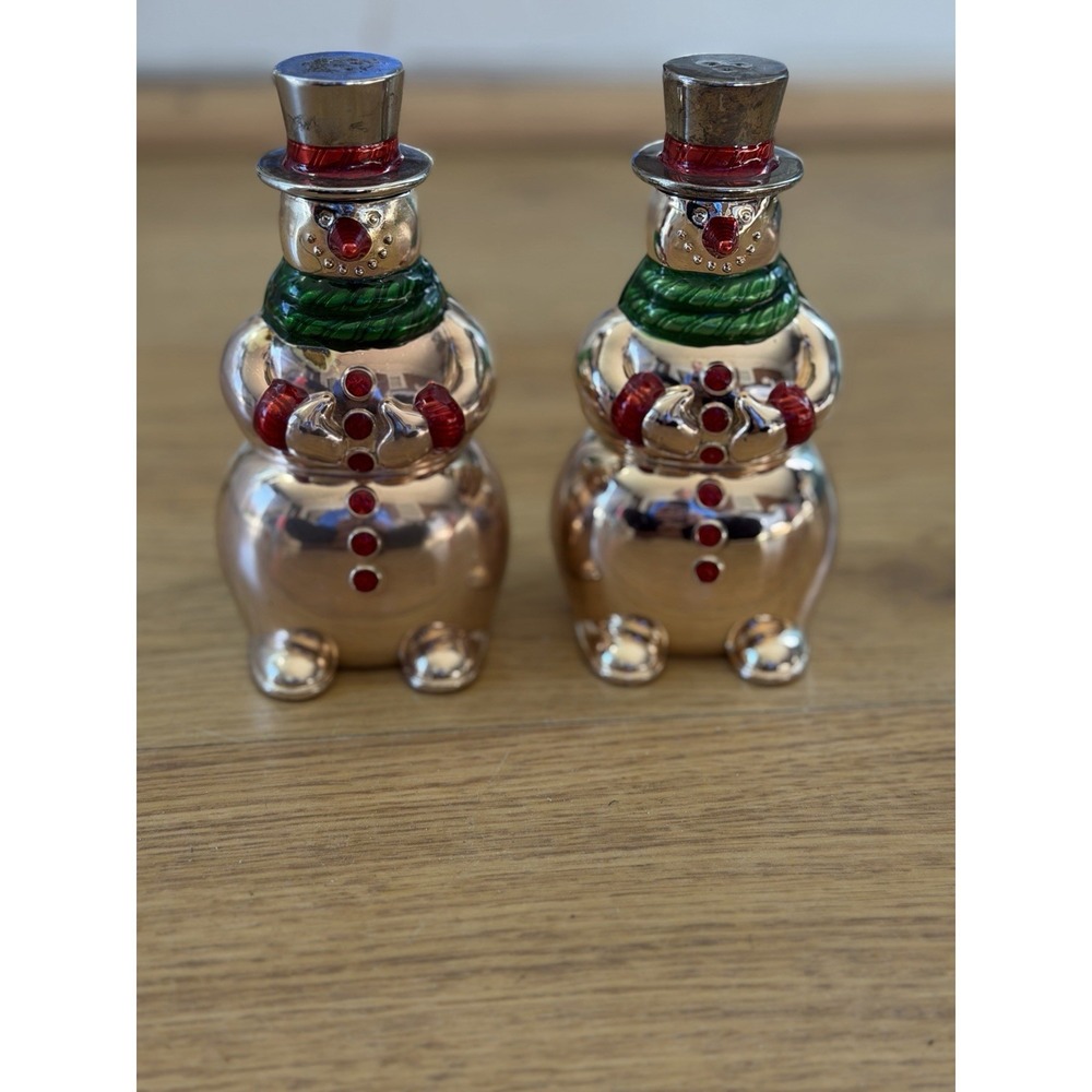 International Silver Co Holiday Cheer Red Green Snowmen Salt & Pepper Shakers